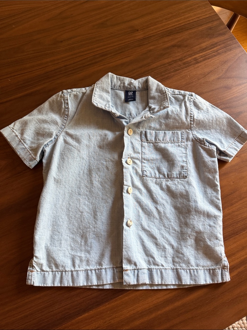 GAP Baby Blue Short-Sleeve Button-Down Shirt